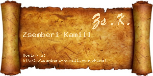 Zsemberi Kamill névjegykártya